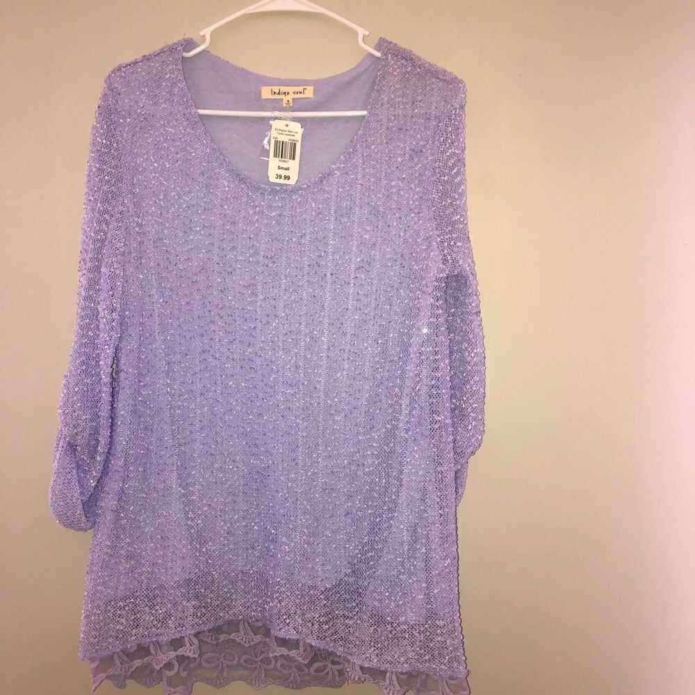 Indigo soul glittery purple shirt NWT